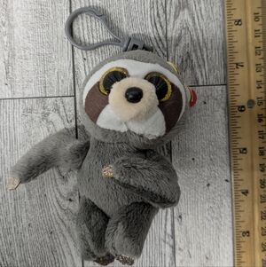 Ty Gray and Brown Sloth Plush Keychain
